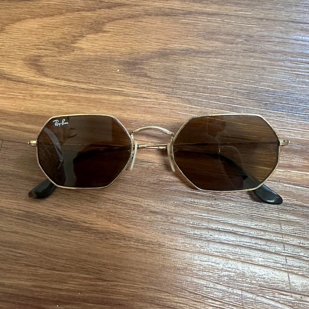 Ray-Ban Gold Frame Sunglasses with Brown Lenses